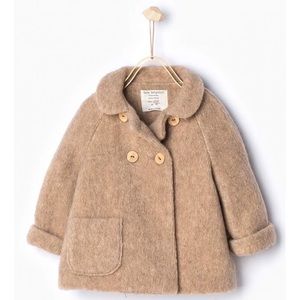 Zara Baby | wool blend jacket coat with front pocket and wooden buttons